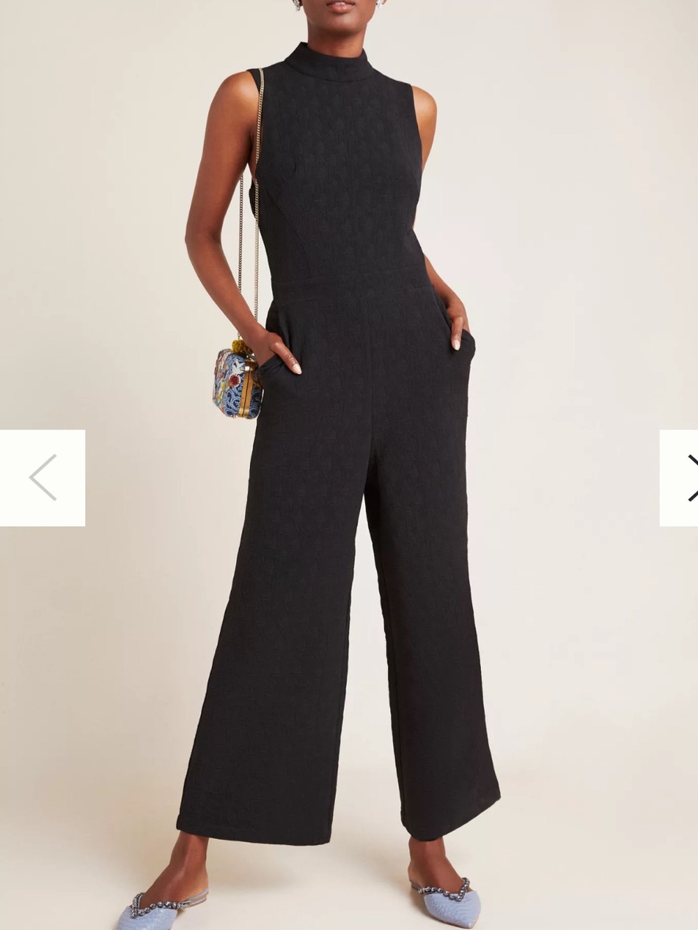 NWT Anthropologie Eva Franco black Charley mock neck jumpsuit size M